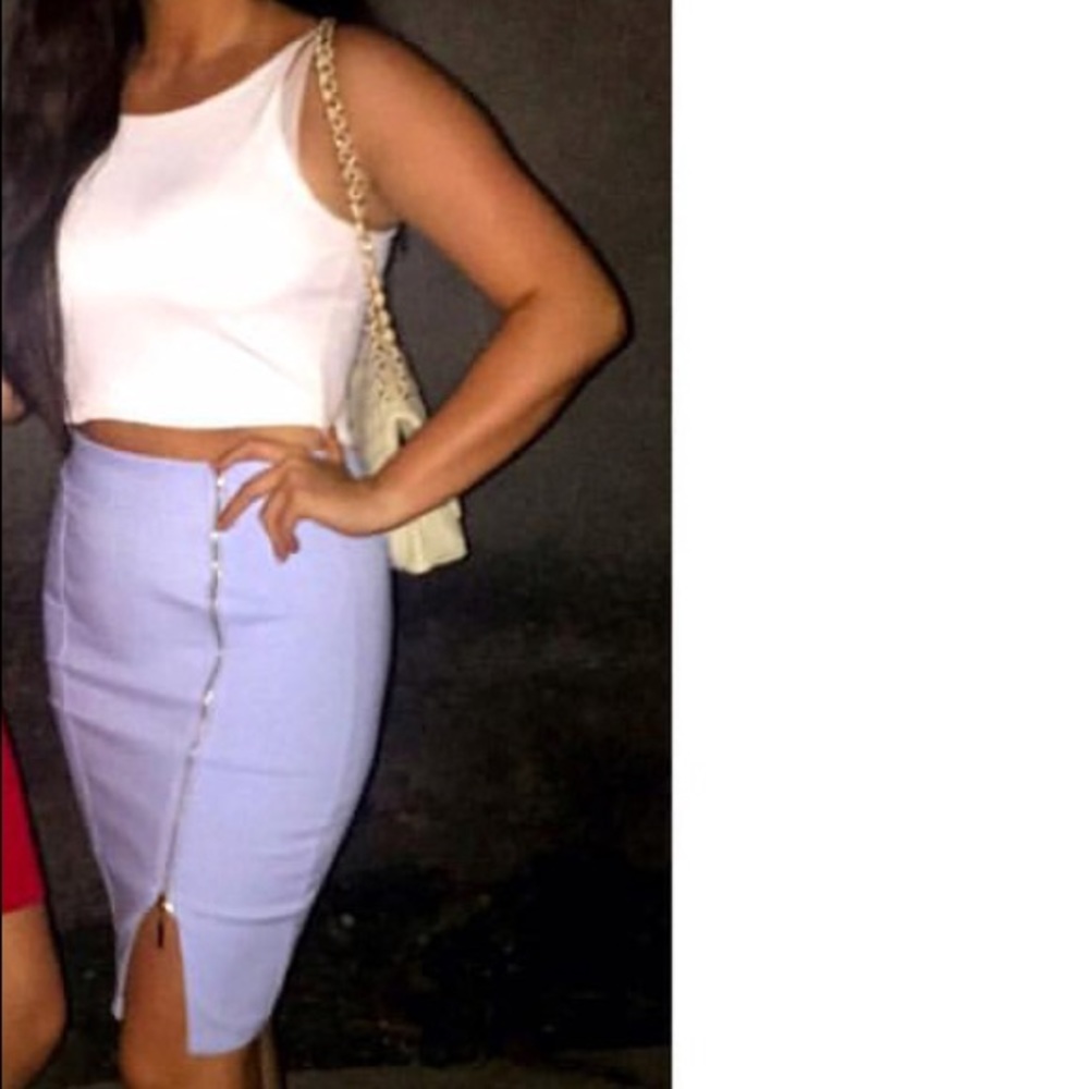 Baby blue midi skirt w/ slit